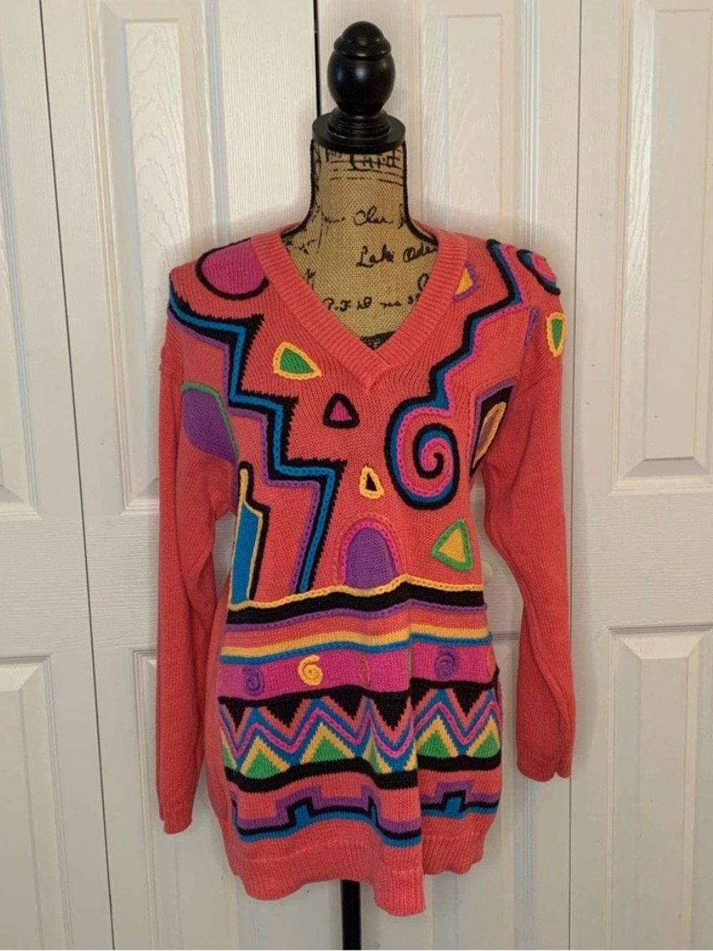I.B. Diffusion Vintage 90s Colorful Funky Art to Wear Geometric Pattern Sweater